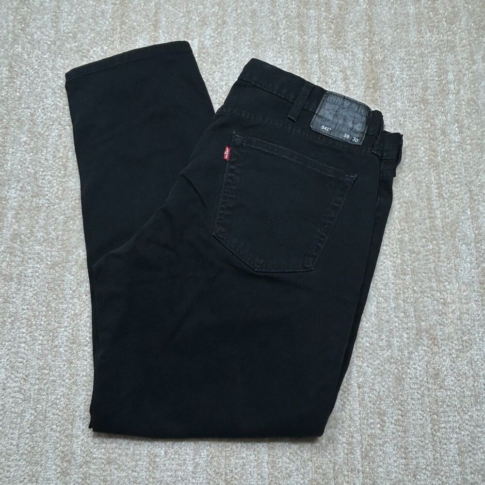 Levi's 541 Athletic Taper Jeans Mens 38x30 Black Stretch Denim Red Levi's tab